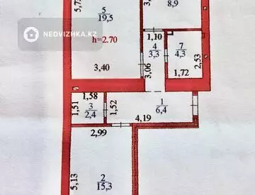 2-комнатная квартира, этаж 8 из 12, 61 м², миниатюра 3
