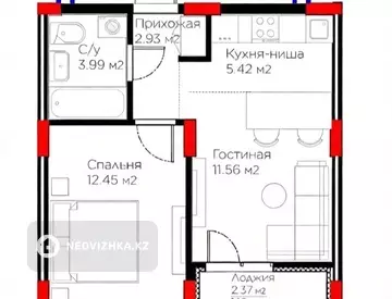 2-комнатная квартира, этаж 2 из 9, 38 м², миниатюра 11
