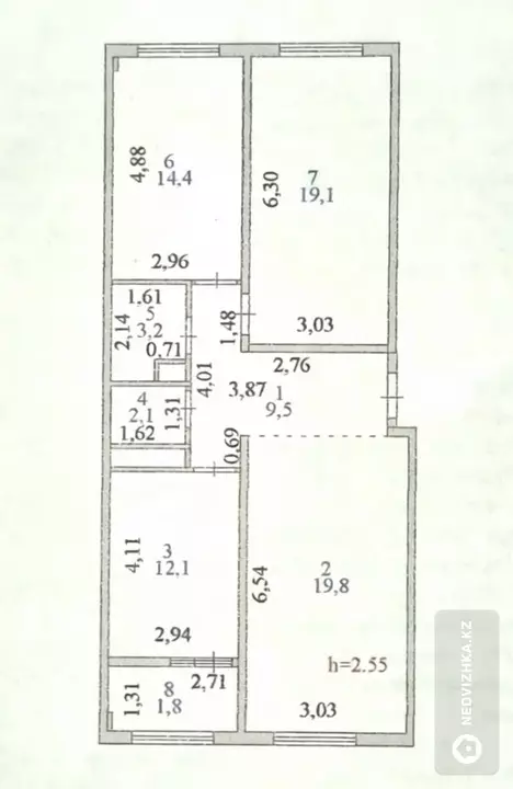 3-комнатная квартира, этаж 1 из 9, 82 м², фотография 2