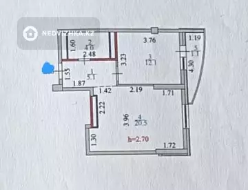 1-комнатная квартира, этаж 3 из 13, 43 м², миниатюра 2