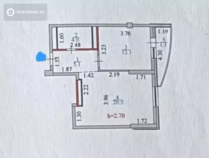 1-комнатная квартира, этаж 3 из 13, 43 м², фотография 2