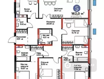 5-комнатная квартира, этаж 5 из 5, 162 м²