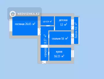 3-комнатная квартира, этаж 6 из 9, 99 м², миниатюра 2