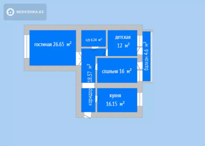 3-комнатная квартира, этаж 6 из 9, 99 м², фотография 2