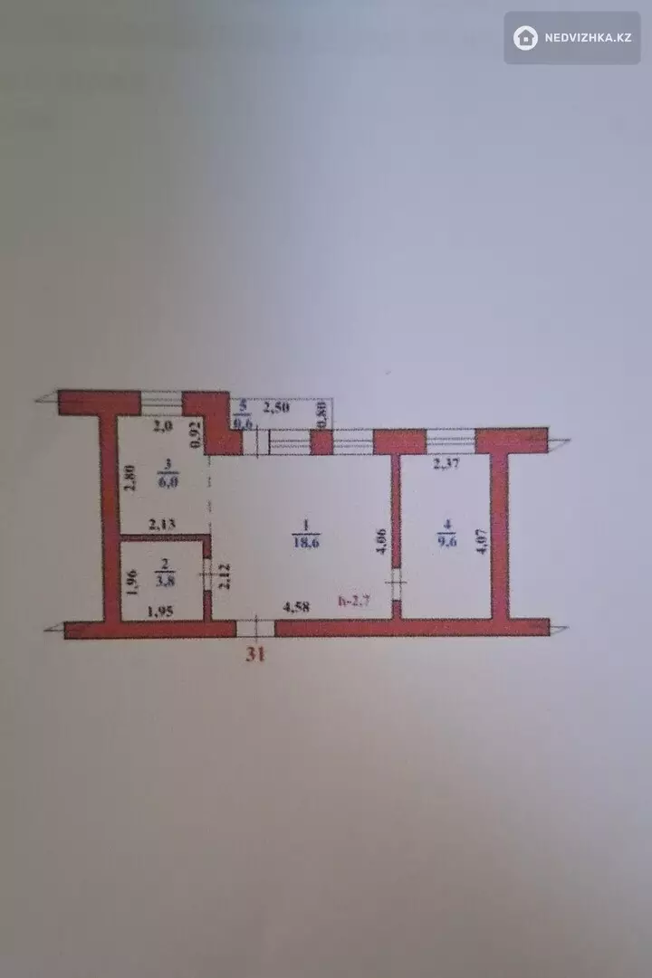 2-комнатная квартира, этаж 1 из 5, 38 м², 5-фотосурет
