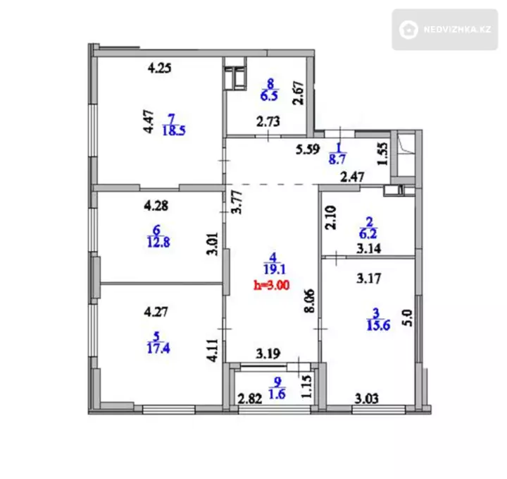 4-комнатная квартира, этаж 3 из 20, 108 м²