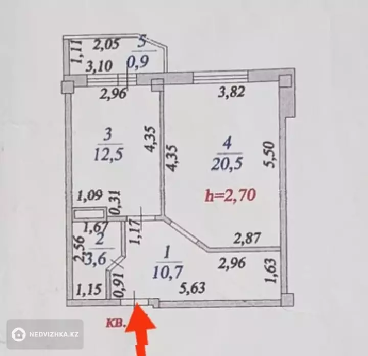 1-комнатная квартира, этаж 4 из 9, 48 м², фотография 2