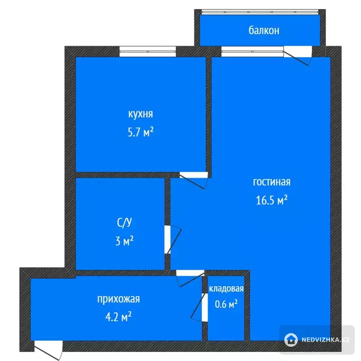 1-комнатная квартира, этаж 2 из 5, 30 м², фотография 2