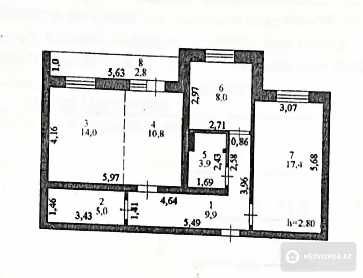 3-комнатная квартира, этаж 7 из 9, 70 м², фотография 4