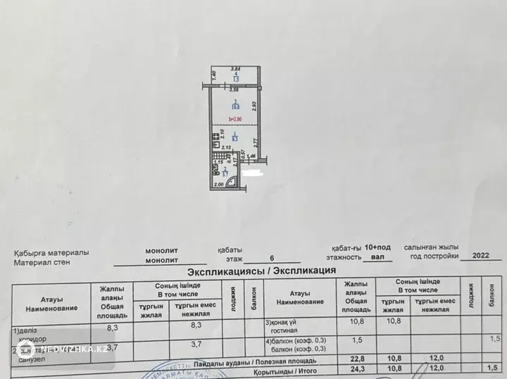 1-комнатная квартира, этаж 6 из 5, 25 м², фотография 2