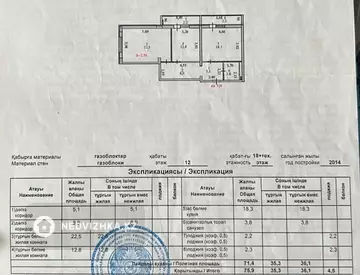 2-комнатная квартира, этаж 11 из 18, 76 м², миниатюра 2