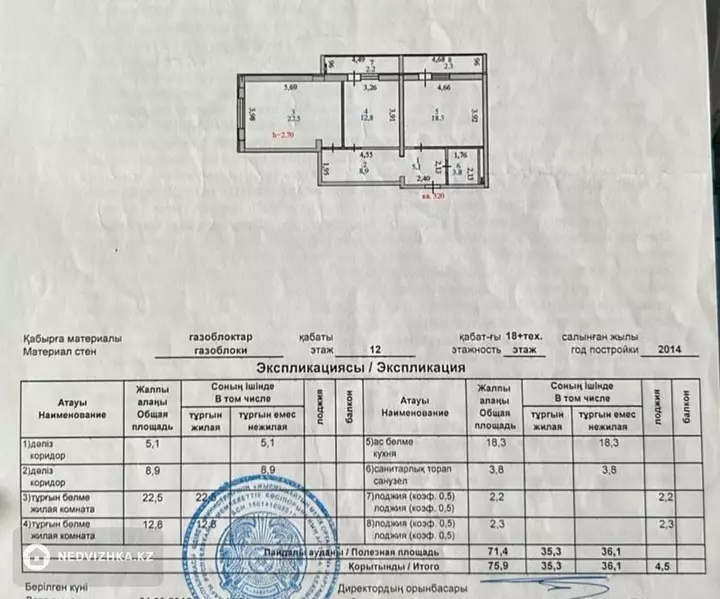 2-комнатная квартира, этаж 11 из 18, 76 м², фотография 2