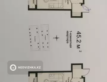 1-комнатная квартира, этаж 3 из 4, 45 м²