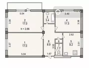 3-комнатная квартира, этаж 1 из 5, 76 м², миниатюра 5