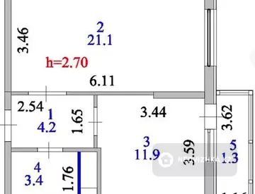 1-бөлмелі пәтер, қабат 12 барлық қабат саны 12, 42 м², 10-нобай