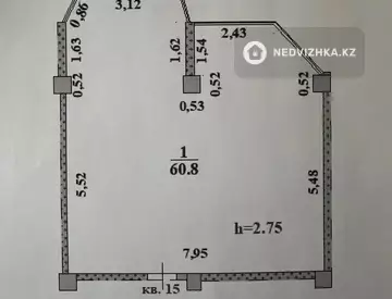 2-комнатная квартира, этаж 4 из 5, 60 м²