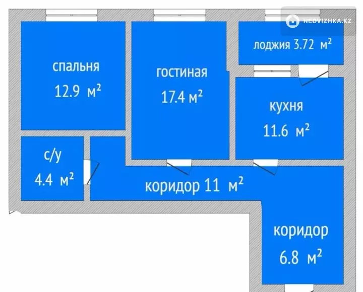 2-комнатная квартира, этаж 7 из 11, 67 м²