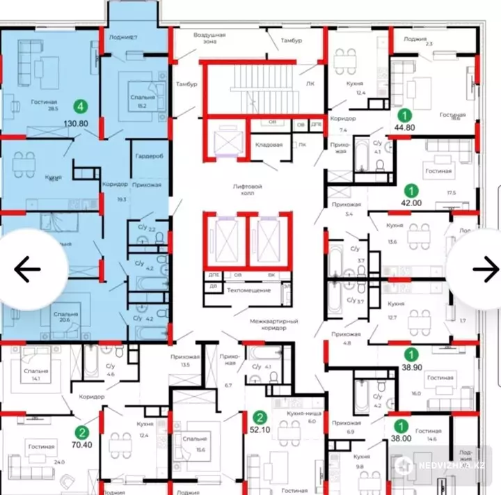 4-комнатная квартира, этаж 15 из 18, 131 м²