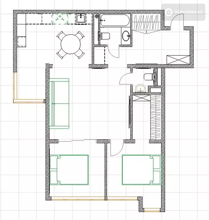 3-комнатная квартира, этаж 4 из 7, 75 м², фотография 2