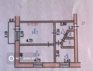 2-комнатная квартира, этаж 3 из 5, 42 м²