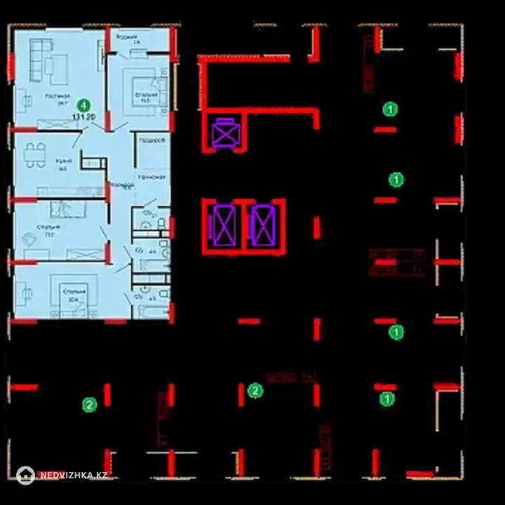 4-комнатная квартира, этаж 9 из 18, 131 м², фотография 5