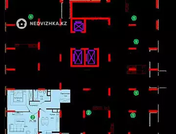 2-бөлмелі пәтер, қабат 17 барлық қабат саны 18, 71 м², 4-нобай