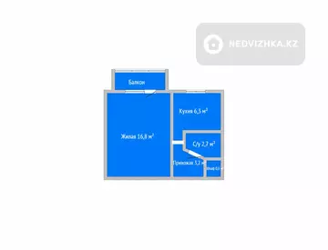 1-комнатная квартира, этаж 4 из 5, 30 м², миниатюра 2