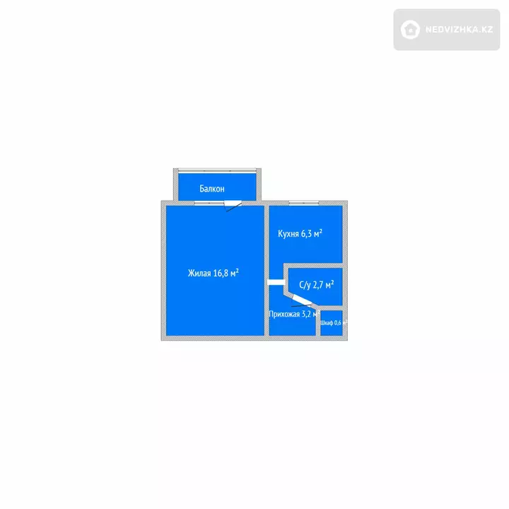 1-комнатная квартира, этаж 4 из 5, 30 м², фотография 2