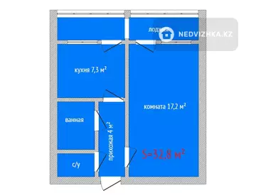 1-комнатная квартира, этаж 1 из 5, 33 м²