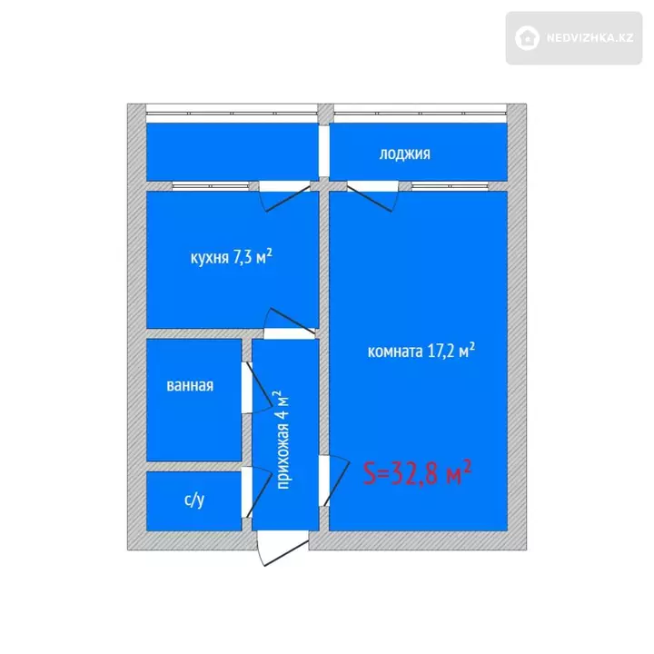 1-комнатная квартира, этаж 1 из 5, 33 м², фотография 2