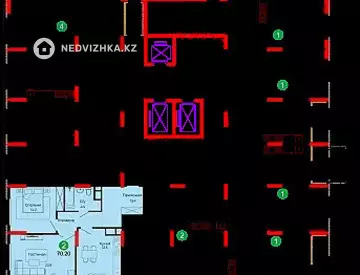 2-бөлмелі пәтер, қабат 10 барлық қабат саны 18, 70 м², 8-нобай