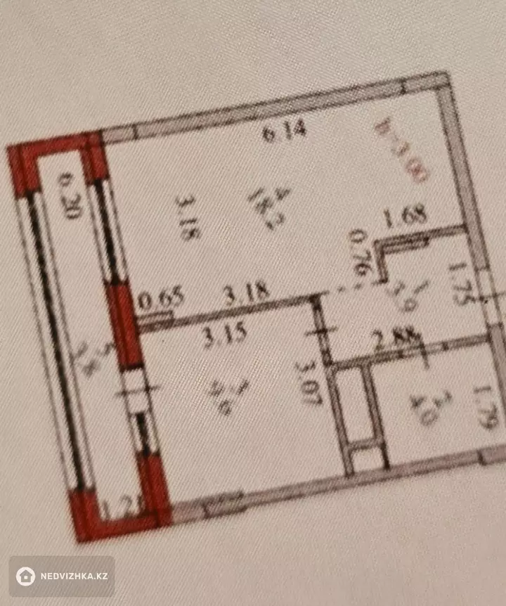 1-бөлмелі пәтер, қабат 9 барлық қабат саны 10, 40 м², 2-фотосурет