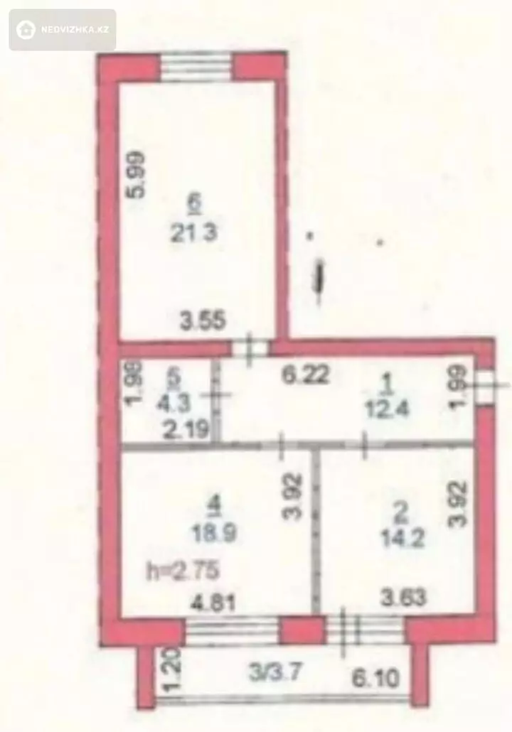 2-комнатная квартира, этаж 1 из 4, 75 м², 2-фотосурет