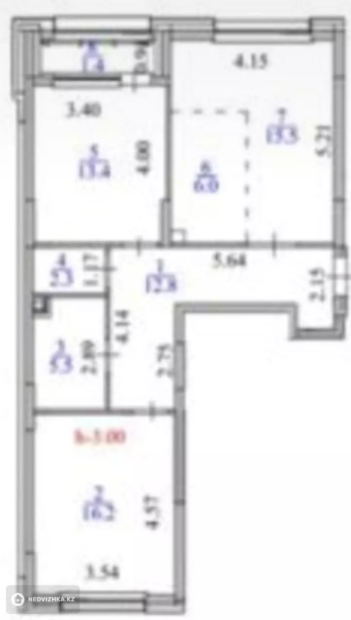 3-комнатная квартира, этаж 2 из 14, 74 м²