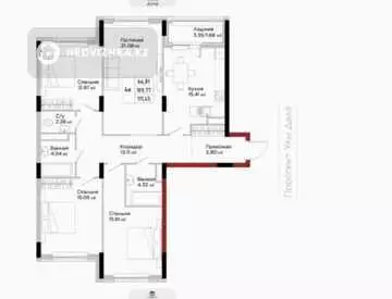 4-комнатная квартира, этаж 4 из 9, 123 м², миниатюра 4