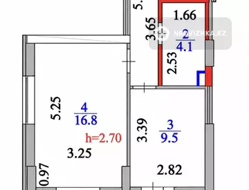 1-бөлмелі пәтер, қабат 8 барлық қабат саны 21, 41 м², 1-нобай