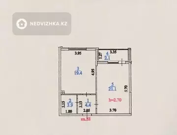 1-бөлмелі пәтер, қабат 4 барлық қабат саны 10, 51 м², 8-нобай