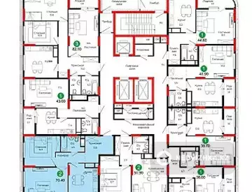 2-комнатная квартира, этаж 17 из 22, 70 м², миниатюра 7