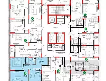 2-комнатная квартира, этаж 16 из 22, 71 м², миниатюра 7