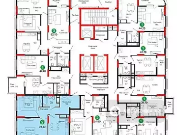 2-комнатная квартира, этаж 15 из 22, 70 м², миниатюра 8