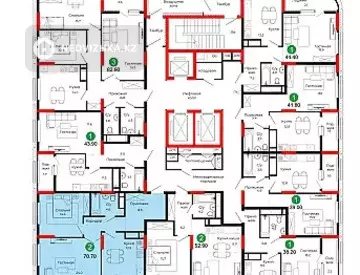 2-бөлмелі пәтер, қабат 14 барлық қабат саны 22, 71 м², 8-нобай