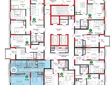 2-комнатная квартира, этаж 13 из 22, 70 м², миниатюра 7