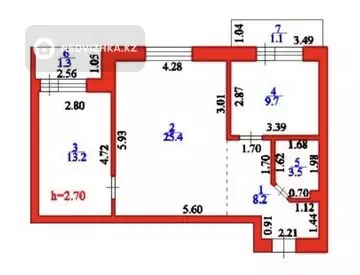2-комнатная квартира, этаж 7 из 9, 63 м², миниатюра 12