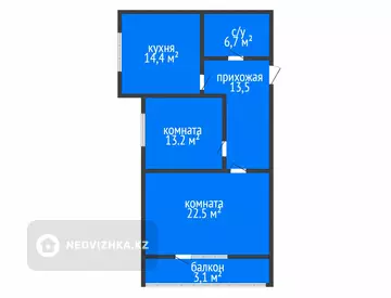 2-комнатная квартира, этаж 1 из 9, 73 м²