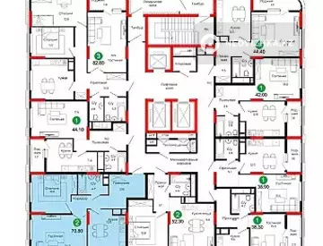 2-комнатная квартира, этаж 6 из 22, 71 м², миниатюра 5