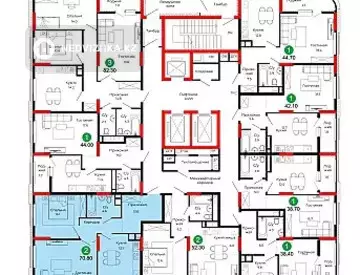 2-комнатная квартира, этаж 4 из 22, 71 м², миниатюра 7