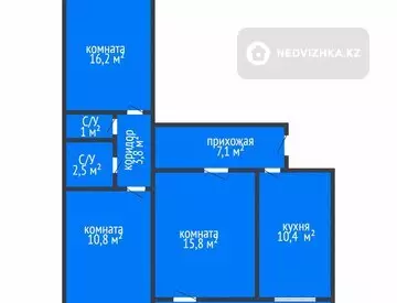 3-комнатная квартира, этаж 10 из 10, 68 м², миниатюра 10