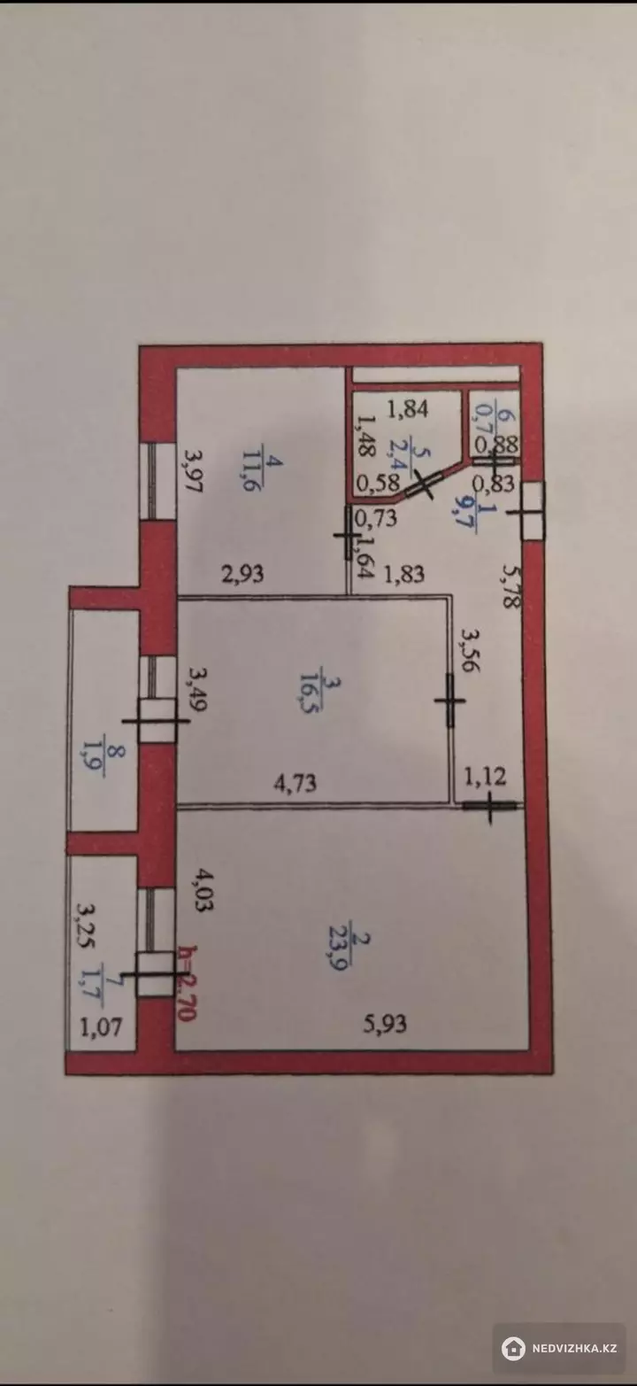 2-комнатная квартира, этаж 7 из 12, 68 м², фотография 5