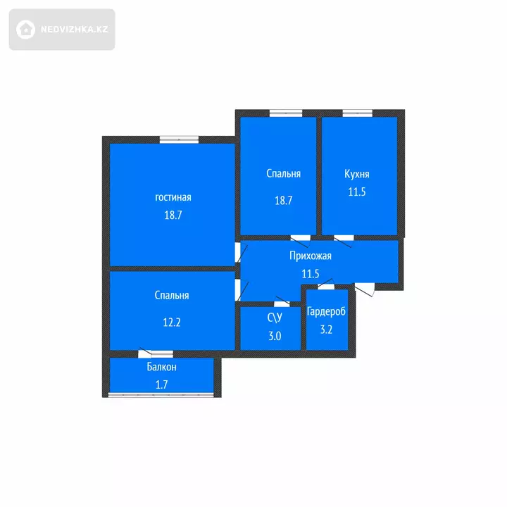 3-комнатная квартира, этаж 2 из 6, 74 м², фотография 2