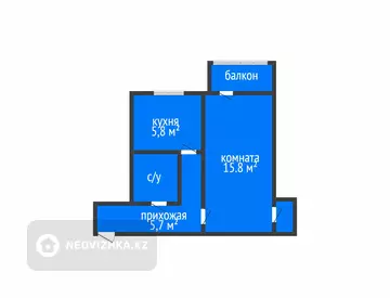 1-комнатная квартира, этаж 3 из 5, 31 м²